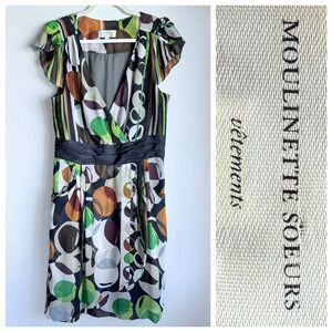 NWOT Anthropologie Women's Moulinette Soeurs Wrap Style Cap Sleeve Chiffon Dress